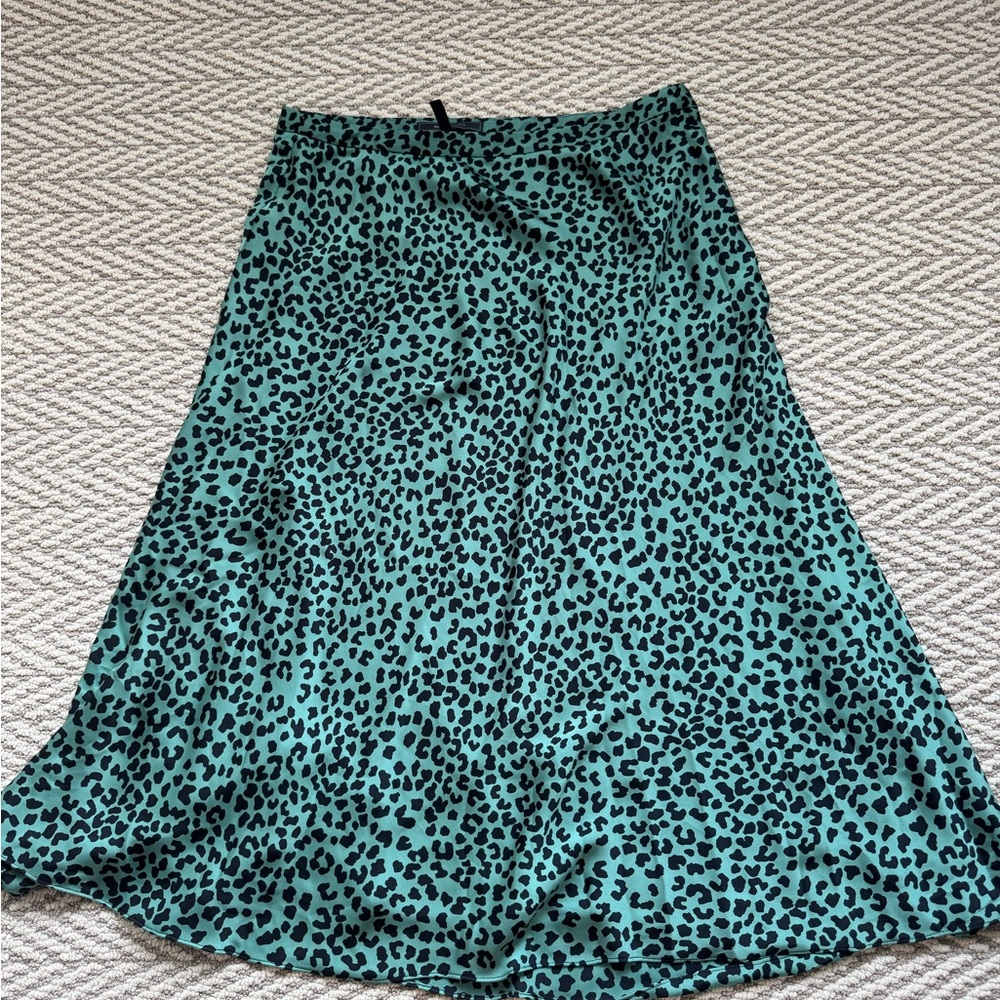 BCBG Blue A-Line Asymmetrical Midi Skirt